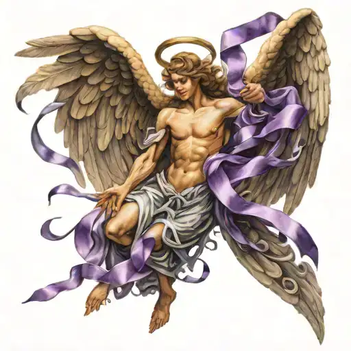 Guardian Angel With Purple Ribbon Defeating Harbinger
