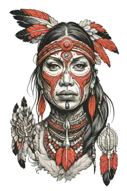 Native American Woman W Red Eyes