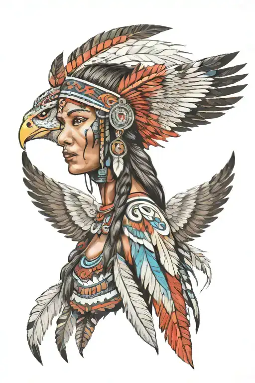 Native American Woman W Wing Fused