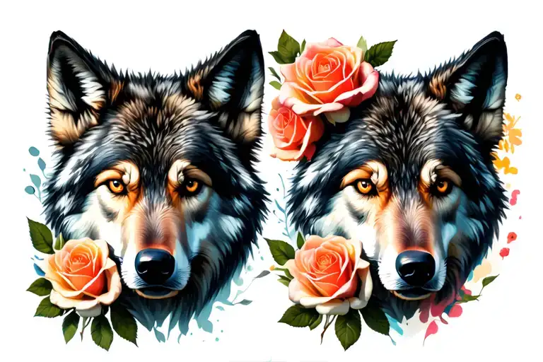 Wolf Blended By Roses