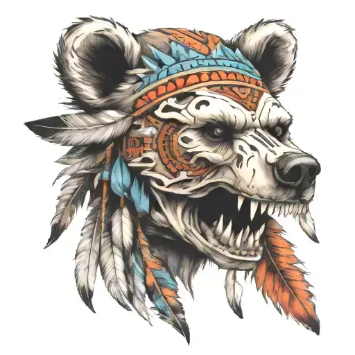 Bear Head Native American Skull
