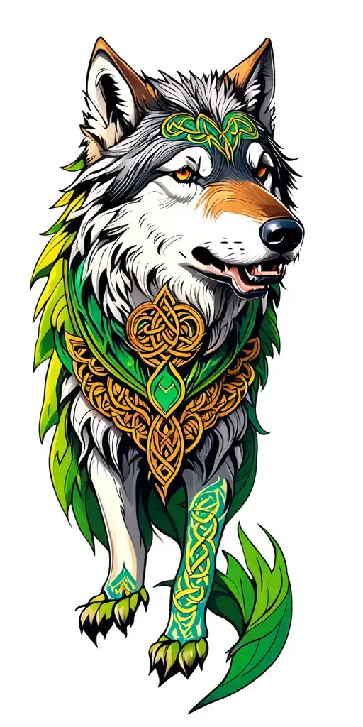 Celtic Wolf With Amour Tribal