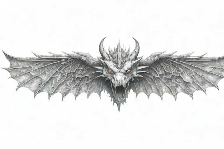 Dragon Head With Industrial Gothic Wings