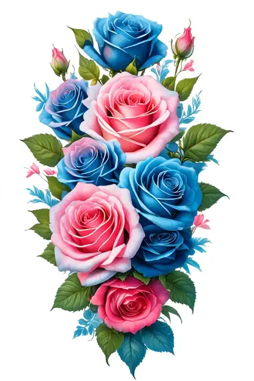 Cascade Of Roses In Blue And Pink