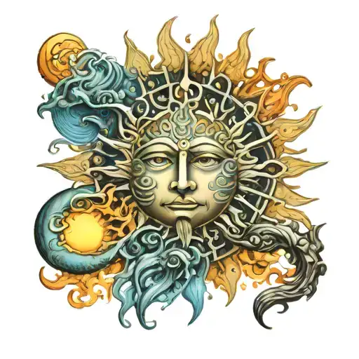 Sun God With Calm Waters