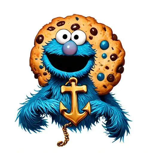 Cookie Monster With An Anchor Cross