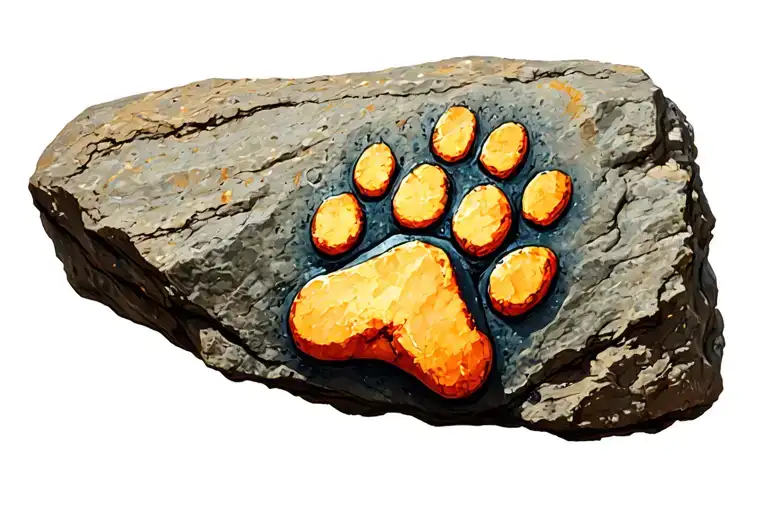 Paw Print Engraved On A Rock