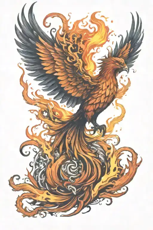 Phoenix Rising From Flames