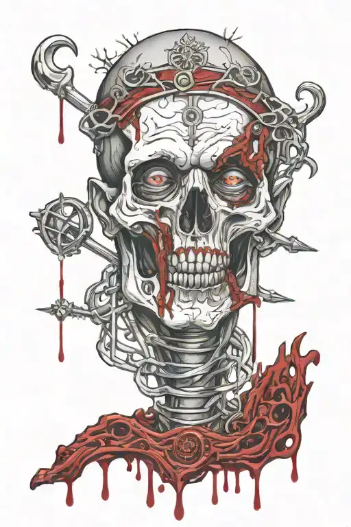 Gore Religious Death Scene Featuring Blood And Eyes