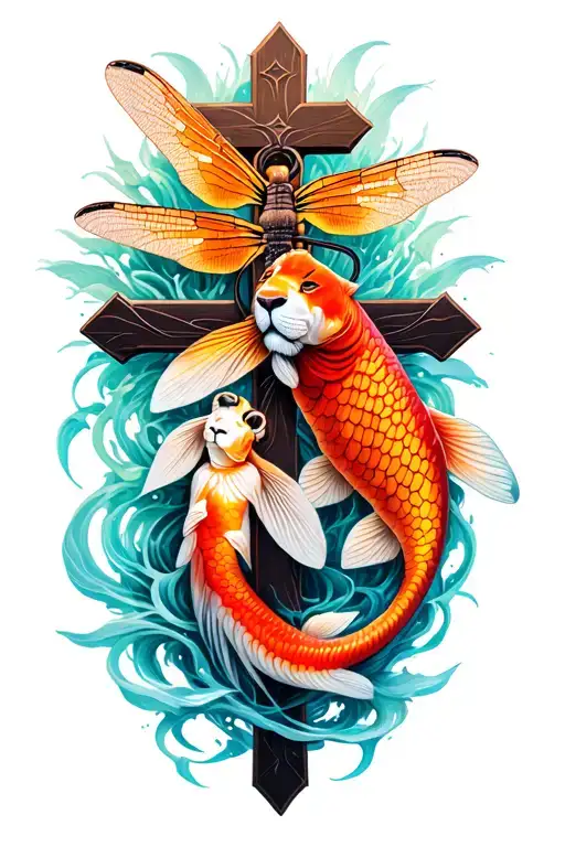 Dragonfly Koi Lioness Crucifix Boy X2 Girl X1