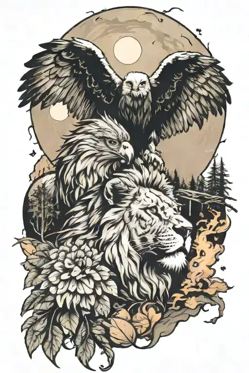 Lion An Eagle And Smoke And Some Trees And Moon And Fire And Trash Pulka