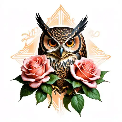 Buho With Two Roses And Old Rang In The Center