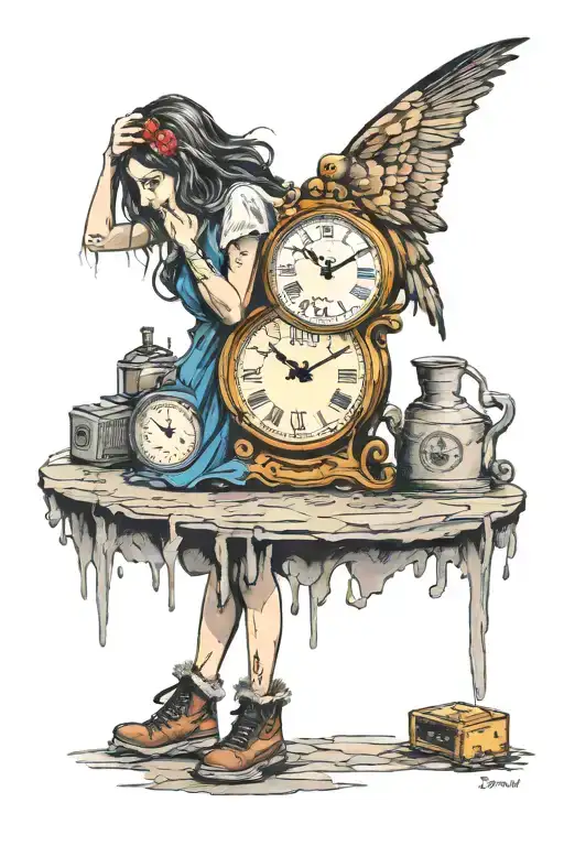Banksy Girl And Melting Clock