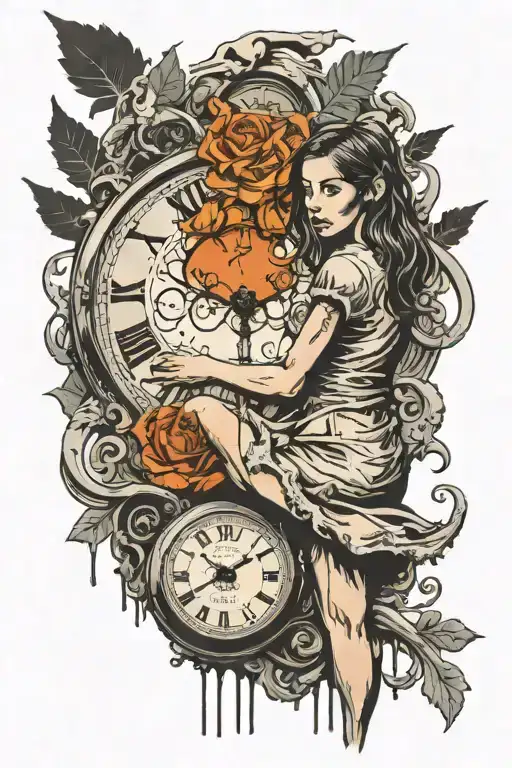 Banksy Girl And Melting Clock