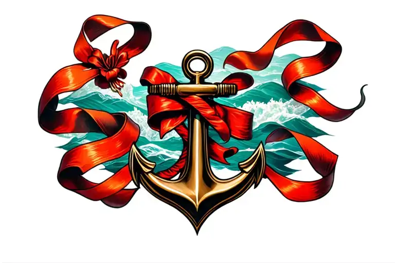 Anchor And Ribbons Floating