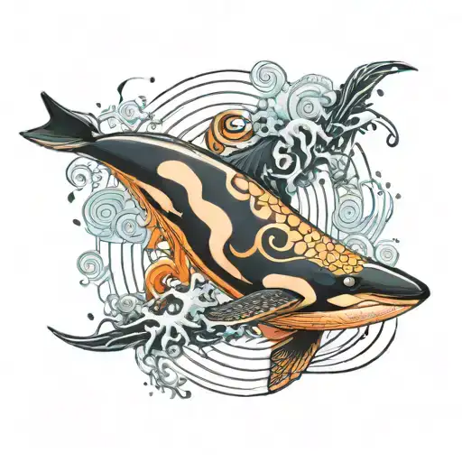 Uzumaki Spiral With Orcas Swimming