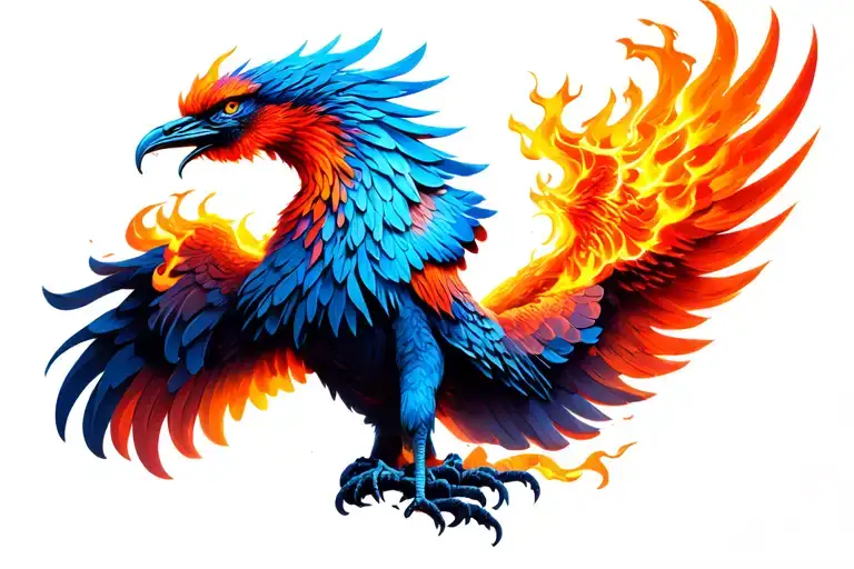 Fire Phoenix Rising From Ashes Symbolizing Overcoming