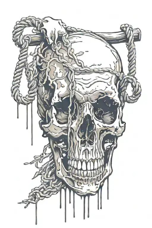Skull With Noose Ink Splatter Blood