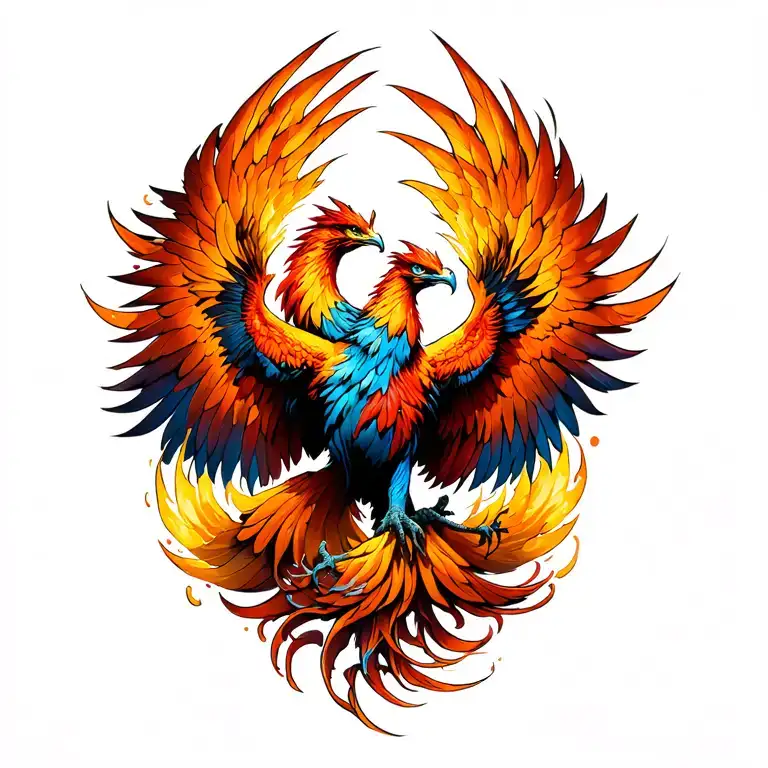 Phoenix Flying 3 Tails Twist Together Symbolizing Overcoming Hardships