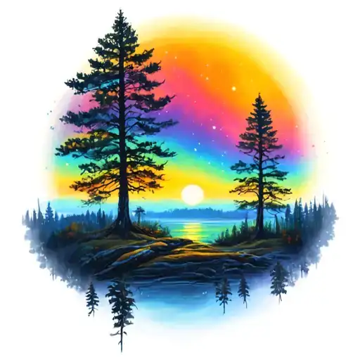 Aurora Sunrise Trees