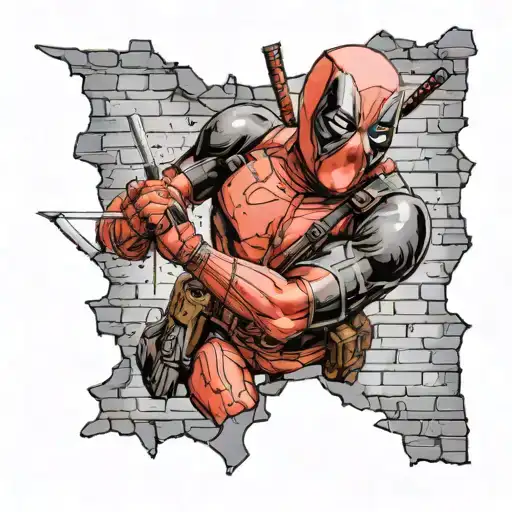 Deadpool Breaking Through Wall
