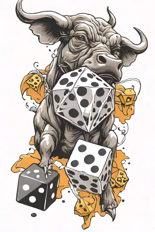 Black And Grey Bull And Dice Rolling