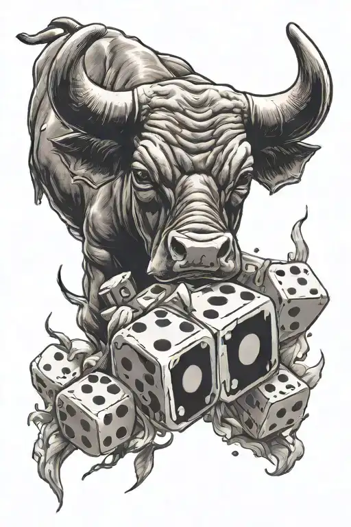 Black And Grey Bull And Dice