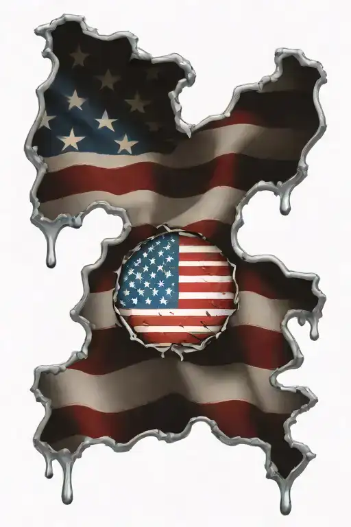 American Flag Ripping Through Skin Opening