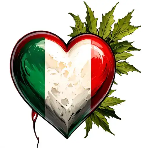 Bone Heart With Italian Flag