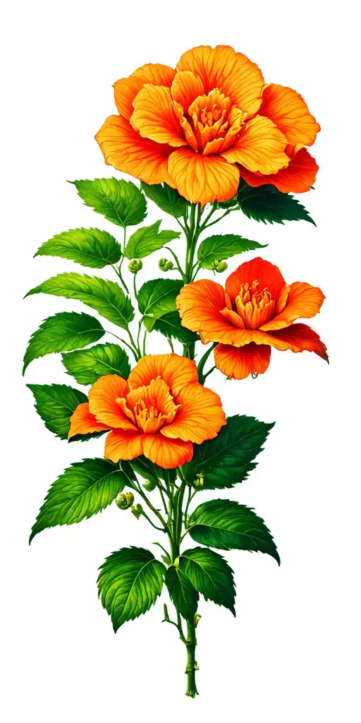 Orange Tuberous Begonia Flower Growing Inside