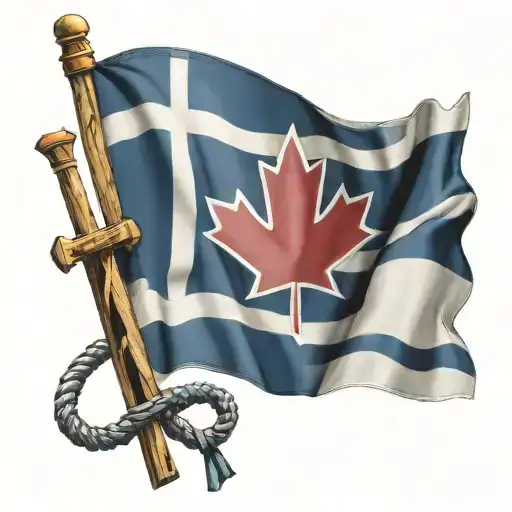 Canadian Flag And St Andrews Cross Crossed Together Representing