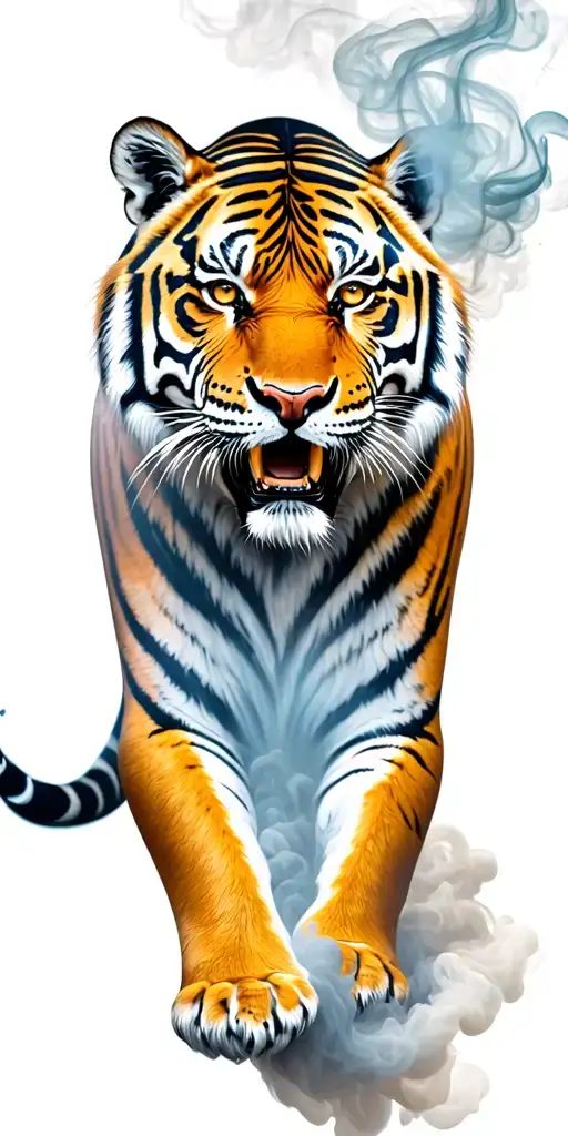 Tiger Emerging From Smoke