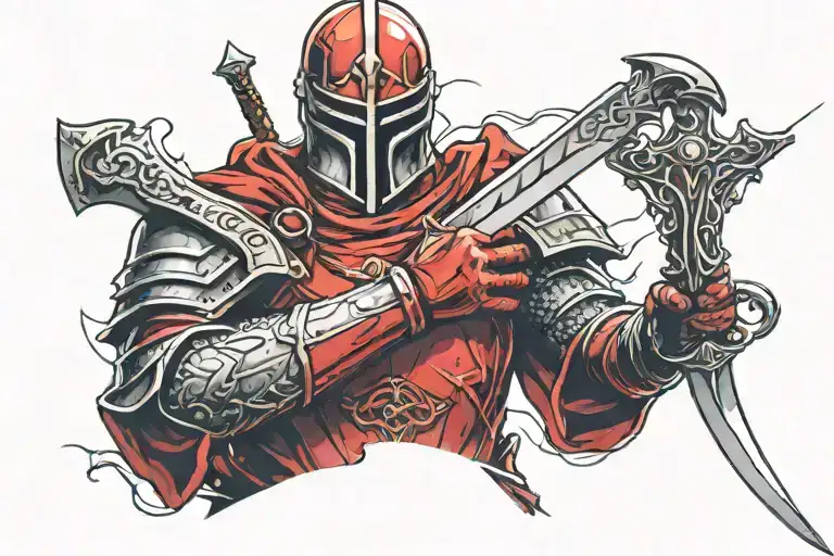 Red Knight Holding A Sword
