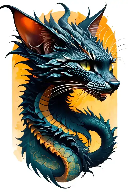 Dragon With Black Cat