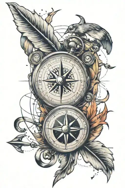 Packet Watch And Compass With Arrow