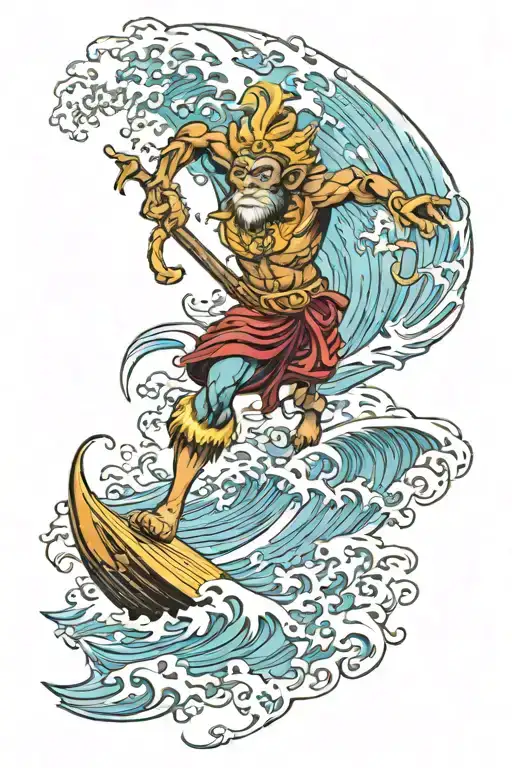 The Monkey King Surfs A Wave