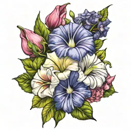 Morning Glory's And Aster Bouquet