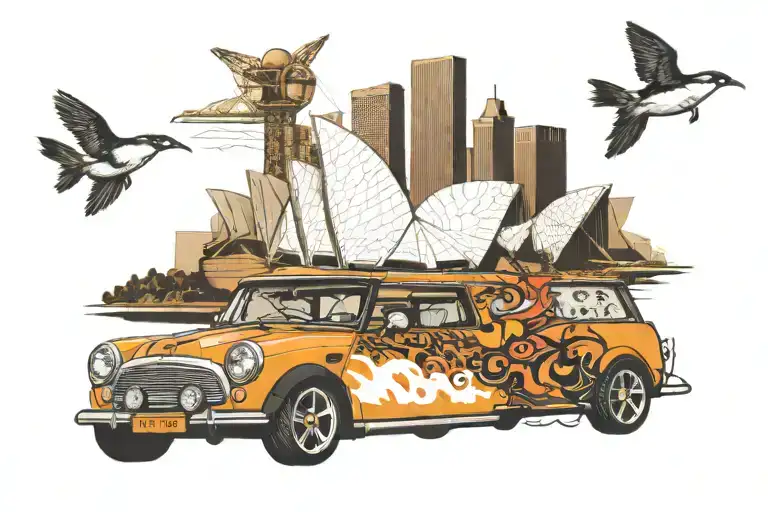 Mini Cooper And Sydney Opera House