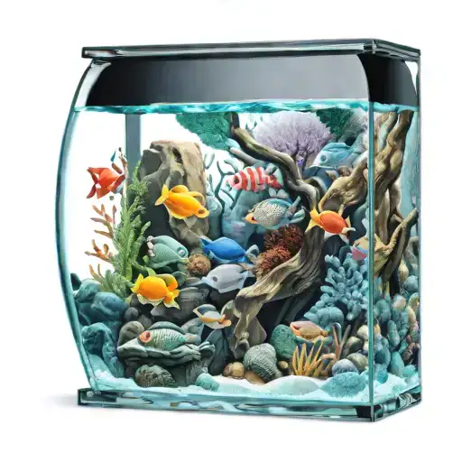 An Intricate Design Of A Saltwater Aquarium Filled With Various Marine Creatures