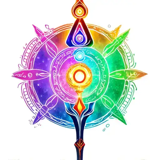 Seven Energy Chakra Hindu Mythology And Trident And Ouroboros