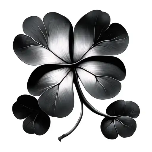 Clover Four-leaf Black And White