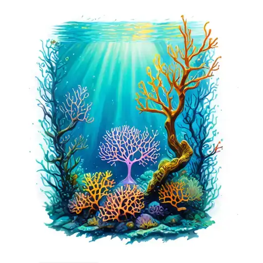 Tattoo With Coral Reefs Under Chironex Fleckeri
