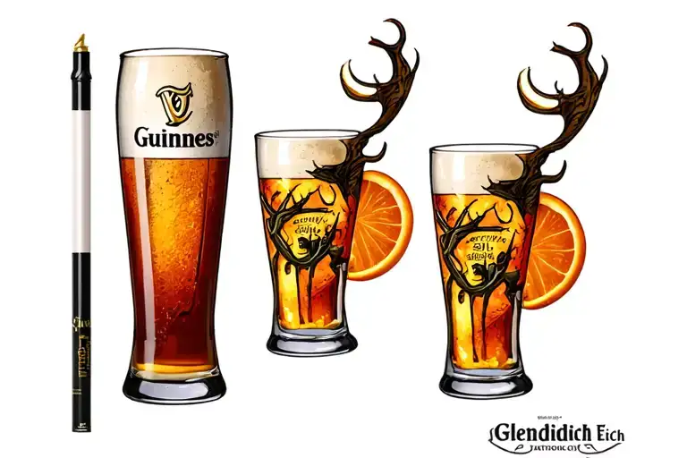 Guinnes Glass And Glenfiddich Elch