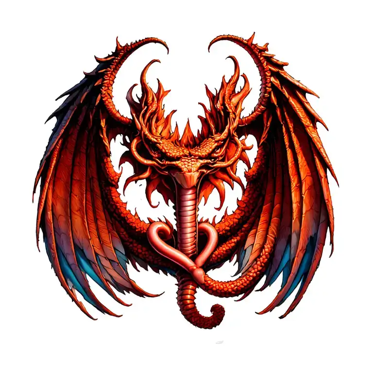 Dragon Wing Tattoo Shaped Like A Uterus And Fallopian Tubes