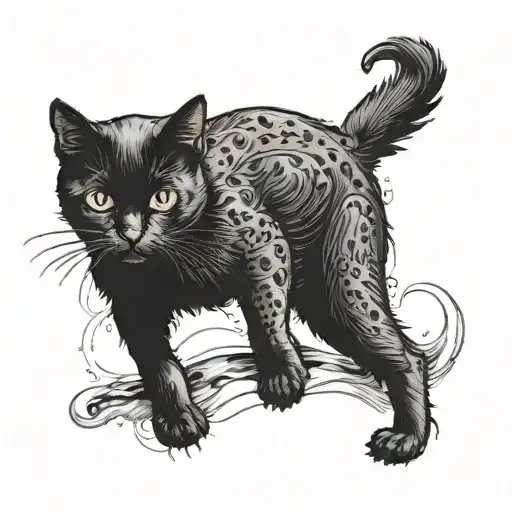 A Black Cat With A Little Dot At The And Of The Tail