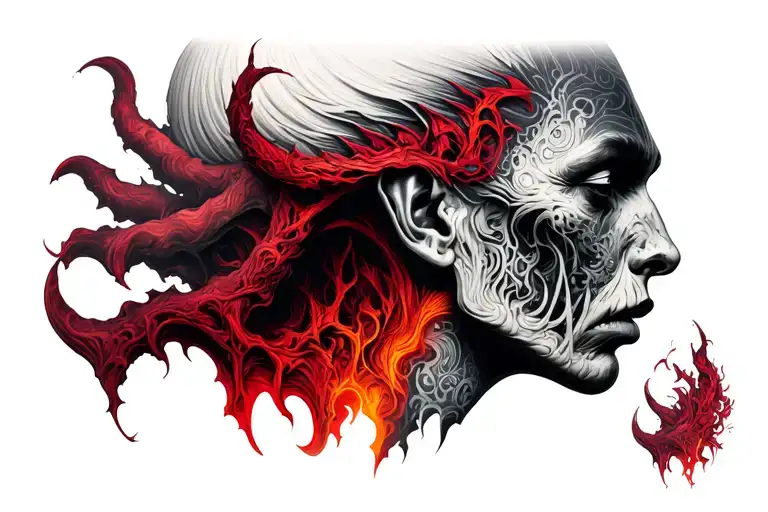 Demonic Neck Tattoo Design