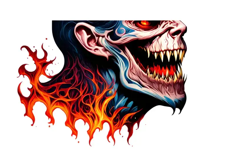 Demonic Neck Tattoo Design