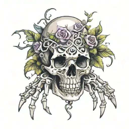 Skeleton Hand Tattoo With Vines