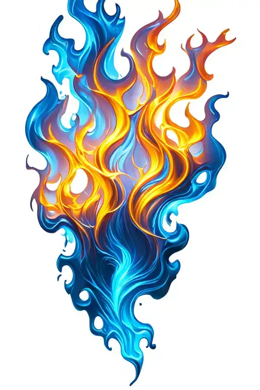 Blue And Gold Electric Flames Moving Forward