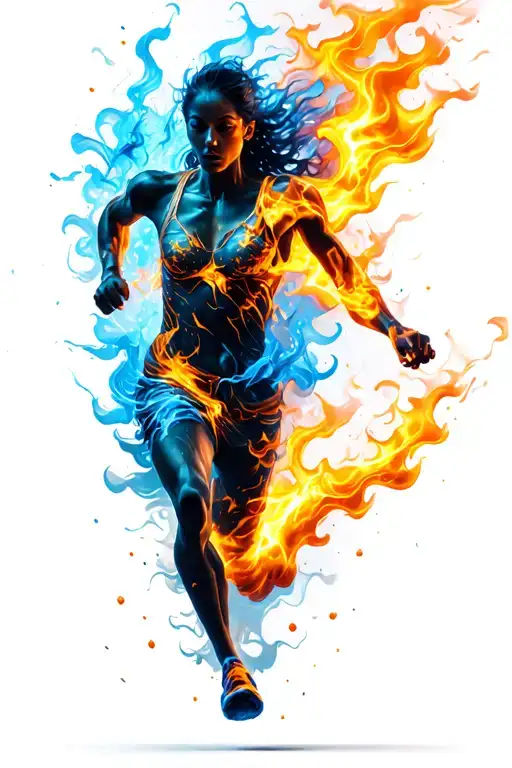 Blue And Gold Electric Flames In Movement Running